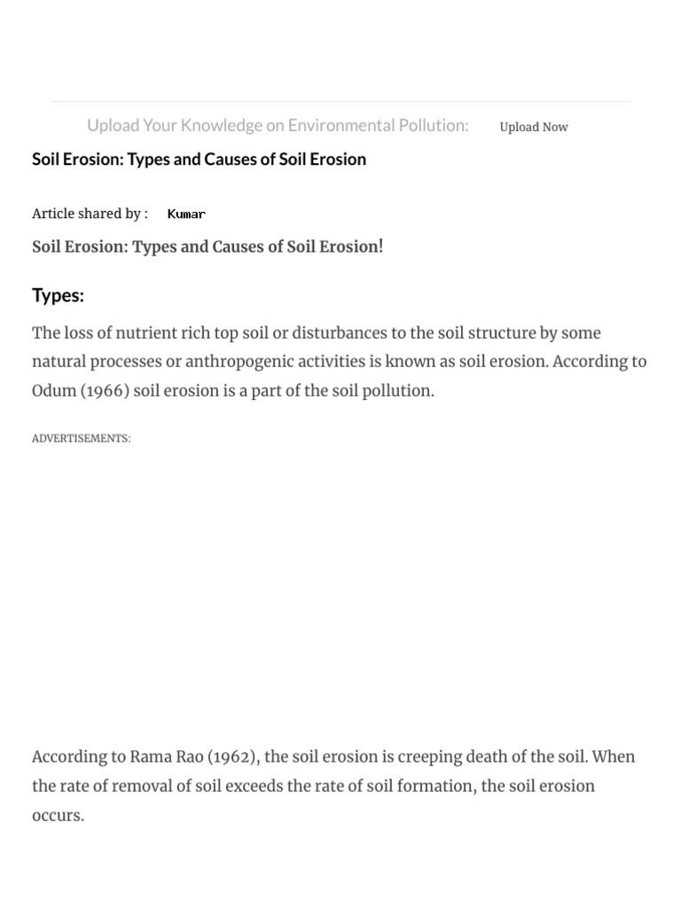 Types and Causes of Soil Erosion | PDF | Erosion | Soil