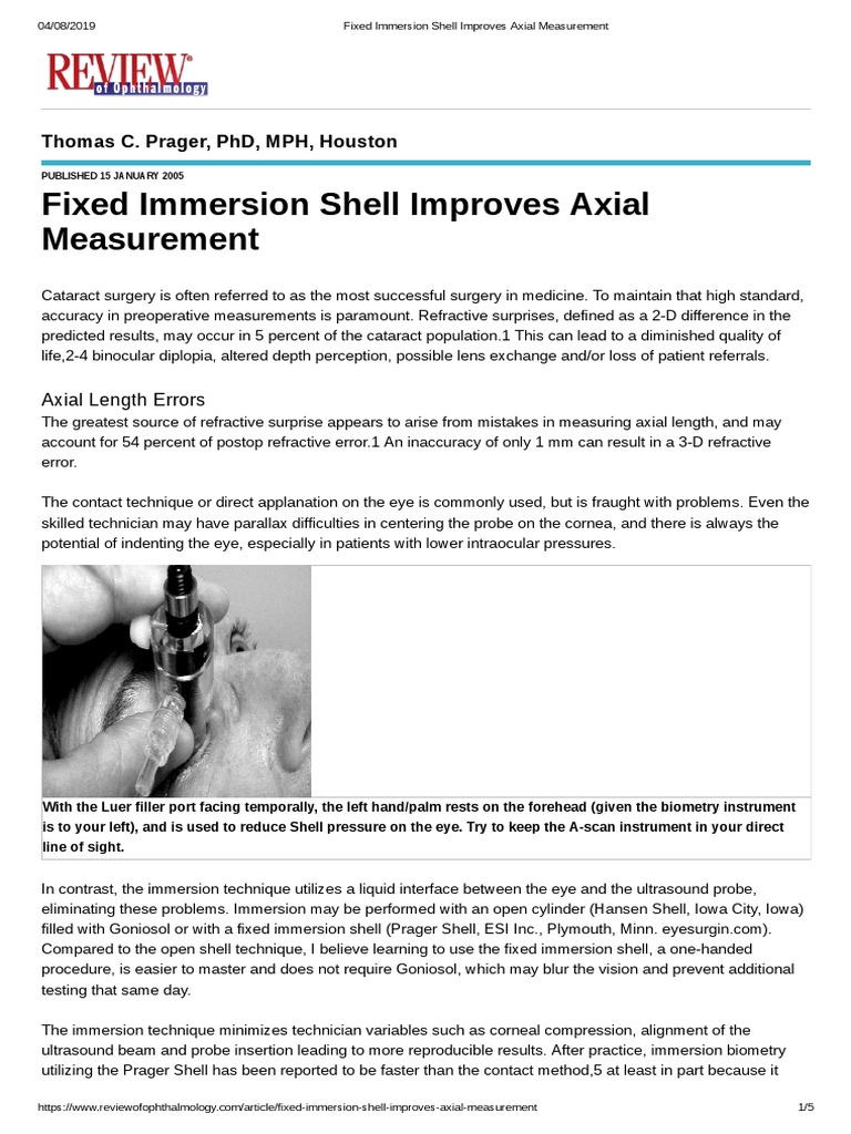 Fixed Immersion Shell Improves Axial Measurement | PDF | Eye ...