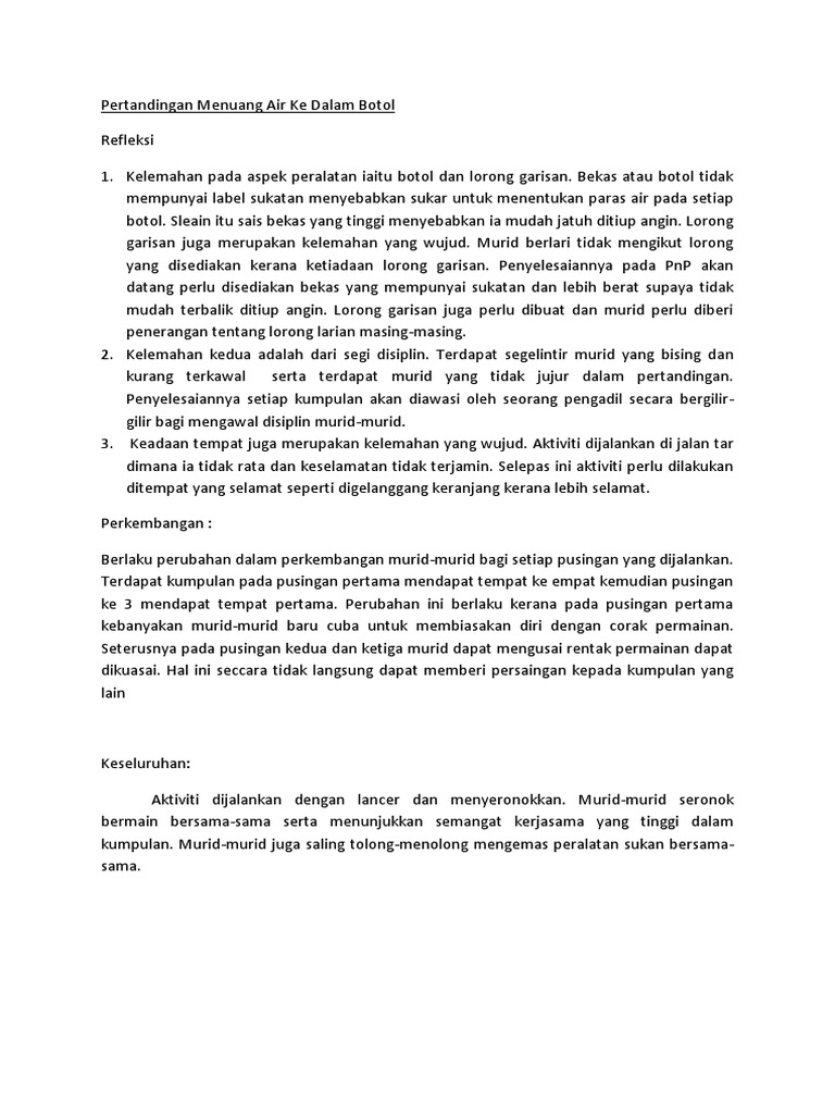 Pertandingan Menuang Air Ke Dalam Botol | PDF