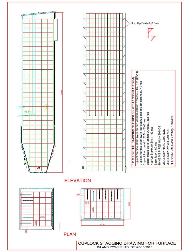 Cuplock Stagging Drawing of Funace (Color) | PDF