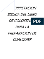 Interpretacion Biblica Del Libro de Colosenses para La Preparacion de Cualquier Enseñanza o Predicacion