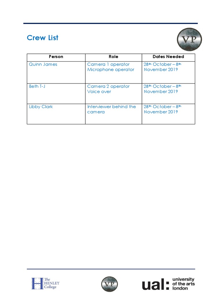 Crew List | PDF