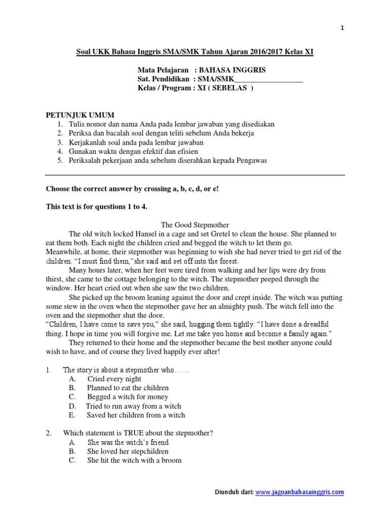 Soal Ukk Bahasa Inggris Sma Kelas Xi 2017 3