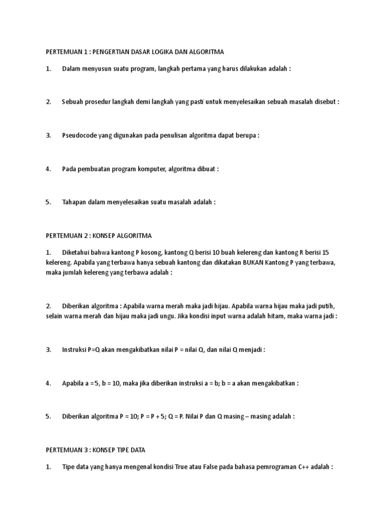Algoritma dan Logika Dasar Pemrograman | PDF