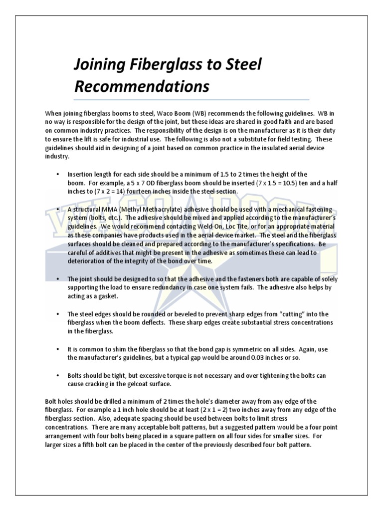 Joining Fiberglass To Steel PDF Adhesive Screw