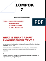 Kelompok 7: Announcement Text