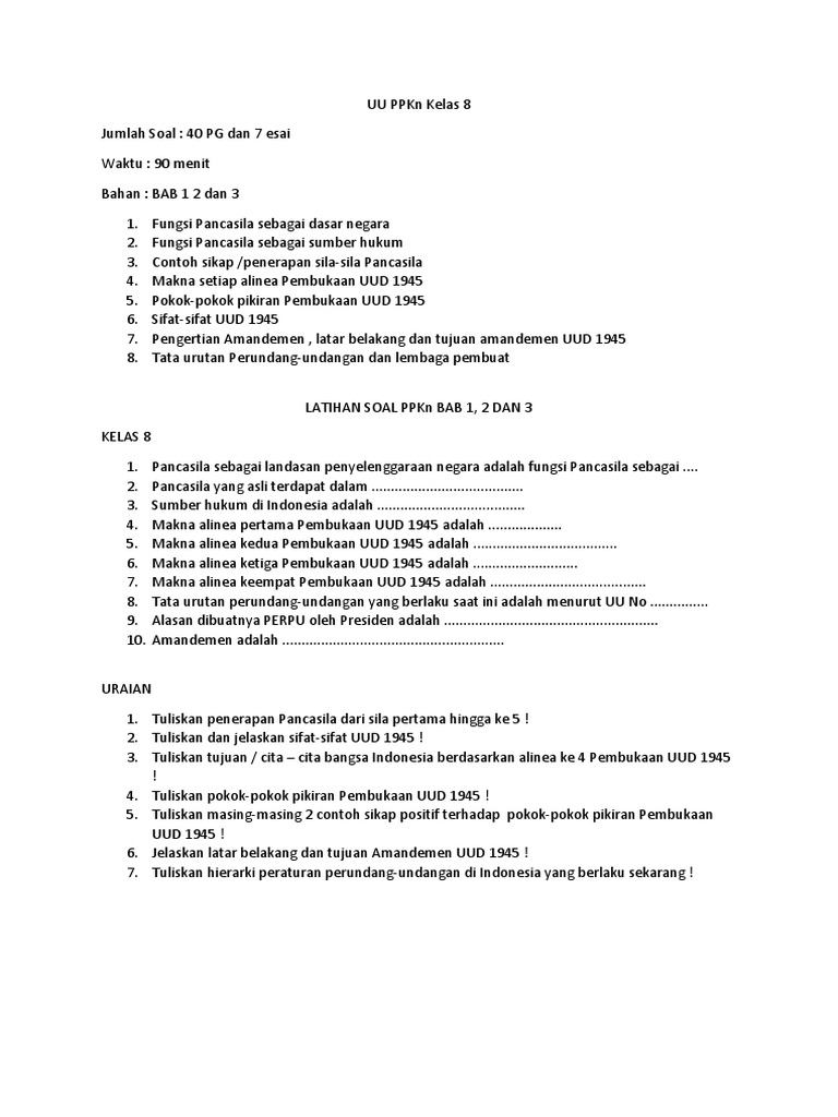 Soal essay pkn pembukaan uud 1945 04 image
