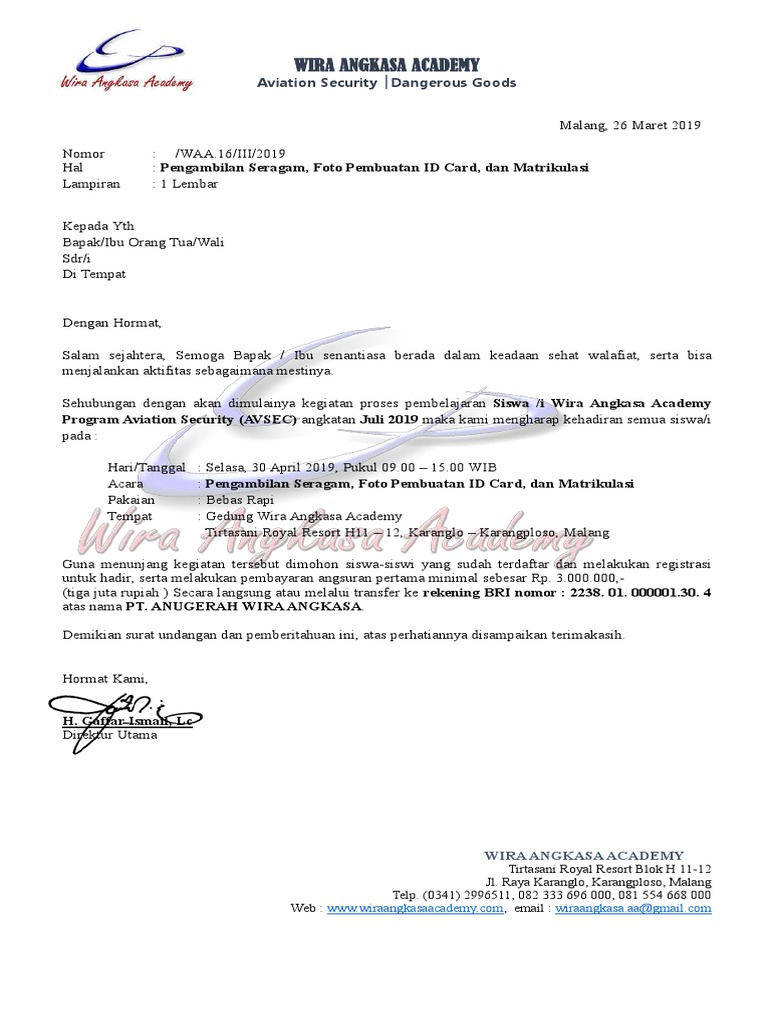 Wira Angkasa Academy Aviation Security Dangerous Goods