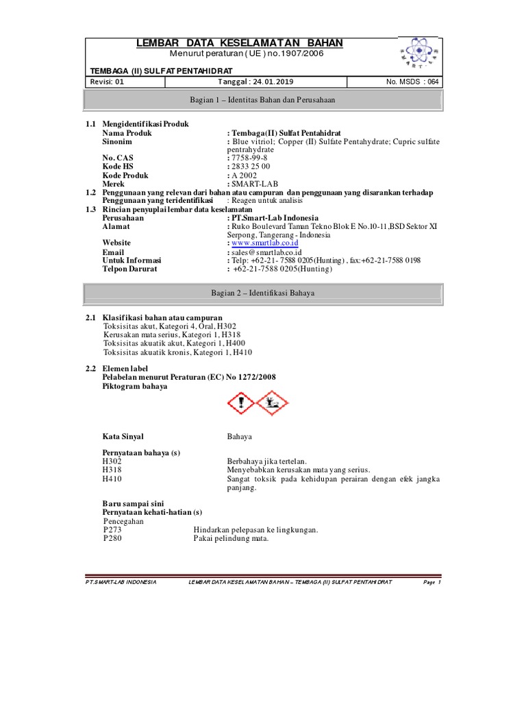 Msds Copper Sulphate Pentahydrate (Indo) PDF