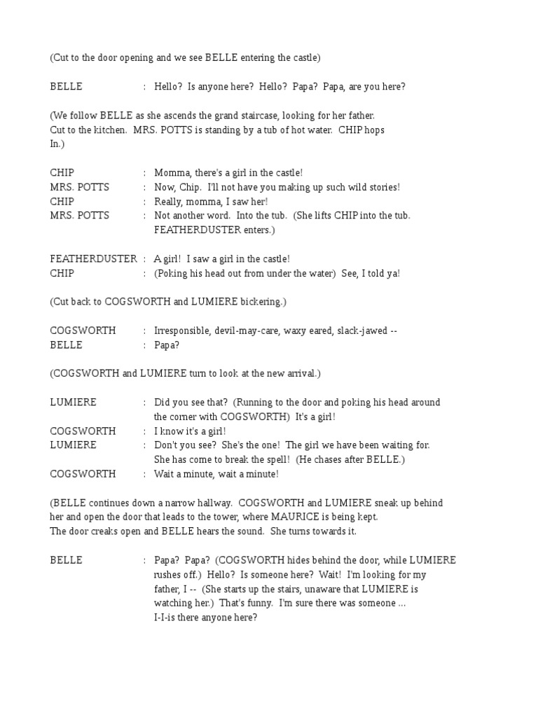 Beauty and The Beast Script PDF