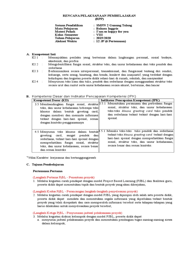 Rpp Kls 8 Kd 3 5 4 5 Pdf