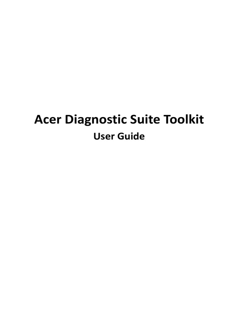 Acer Diagnostic Suite Toolkit User Guide PDF Hard Disk Drive