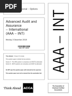 Advanced Audit and Assurance - International (Aaa - Int) : Strategic Professional - Options