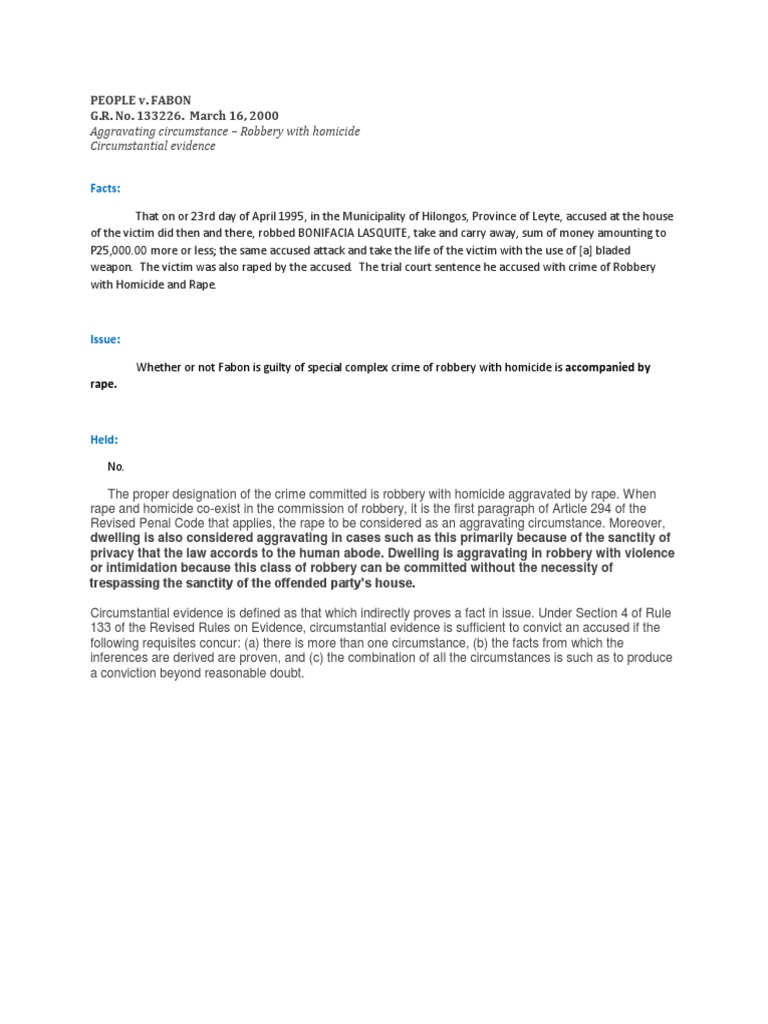 Robbery with Homicide and Rape Case | PDF