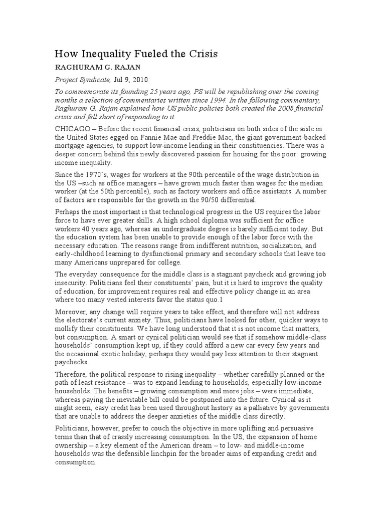 19.09 Inequality Fueled The Crisis | PDF | Redistribution Of Income And ...