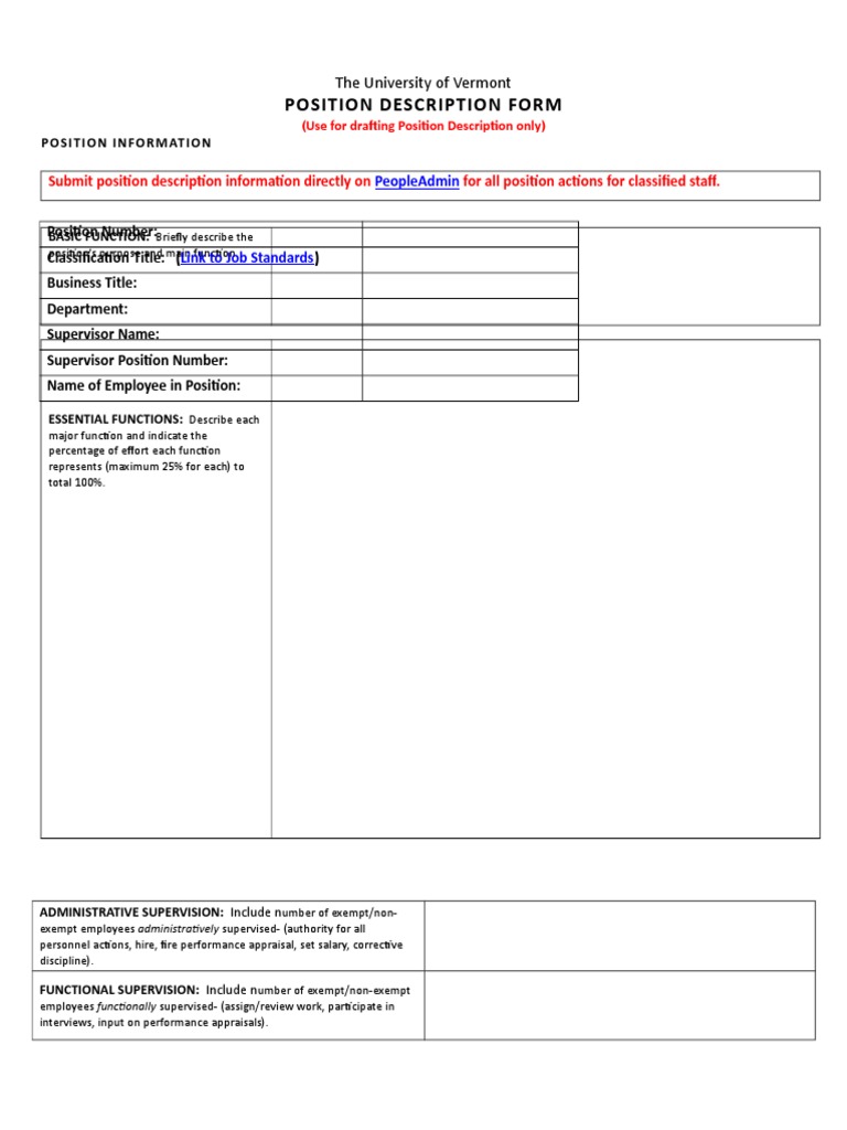 Position Description Form Peopleadmin PDF
