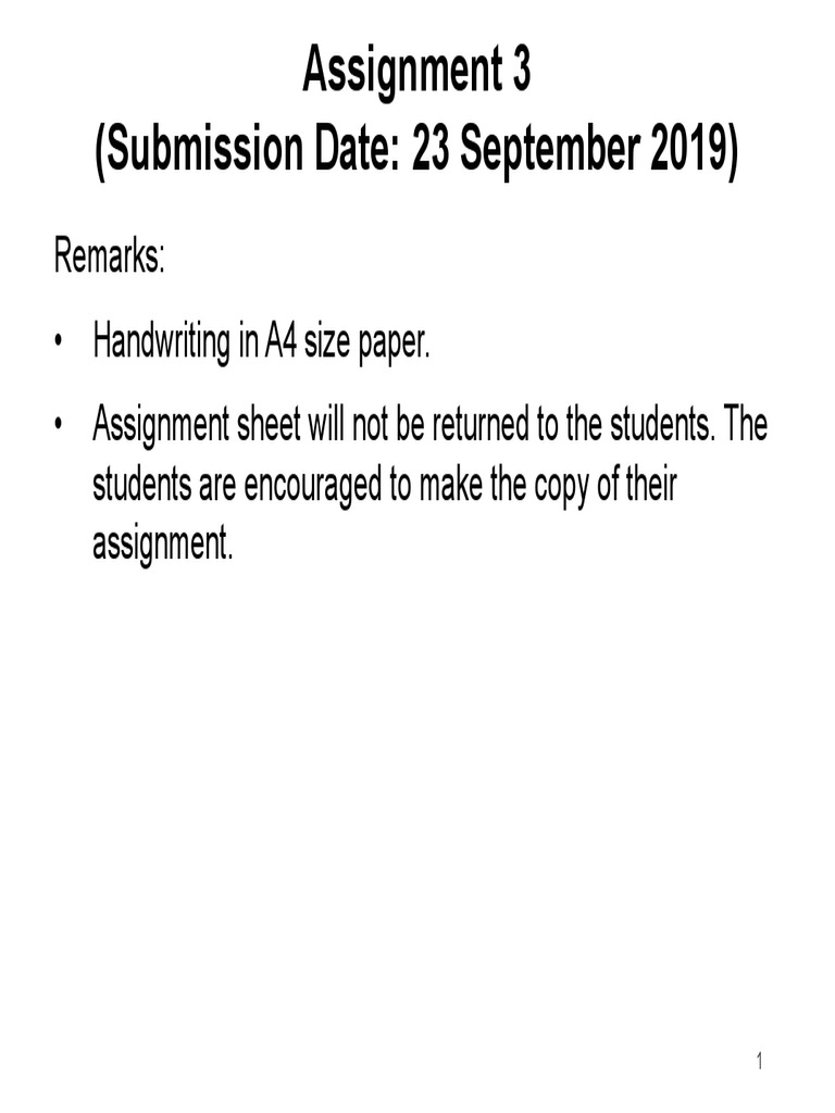 Assignment 3 (Submission Date: 23 September 2019) | PDF