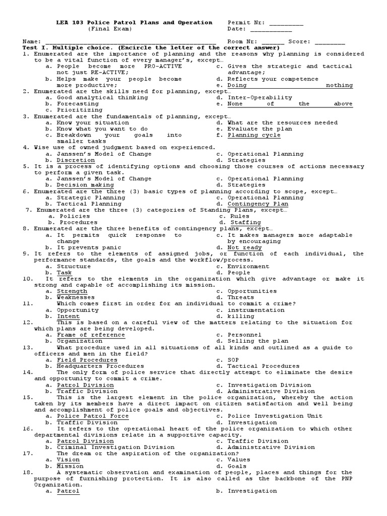 Police Patrol Operations Exam Guide | PDF | Police | Police Officer