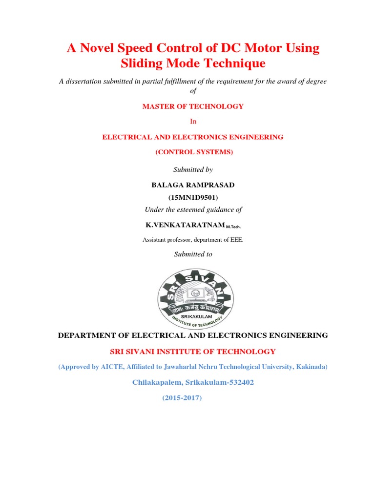 Sliding Mode Control for DC Motor Speed | PDF | Control Theory ...