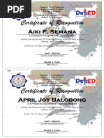 Certificate of Recognition: Aiki F. Semana