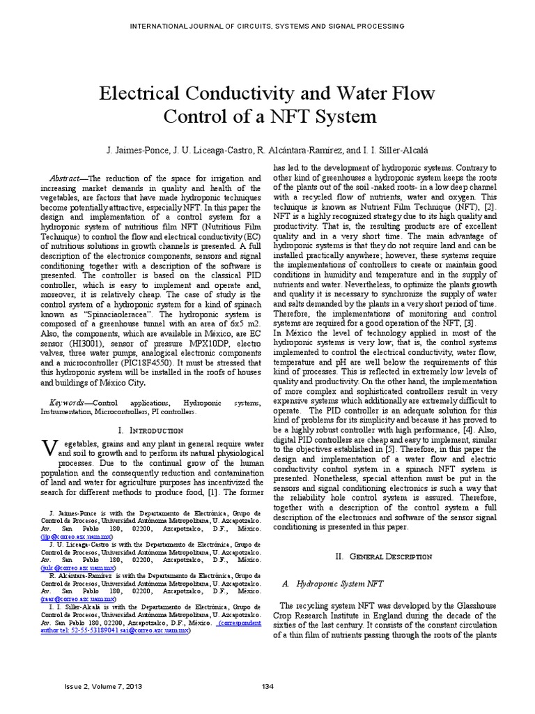 Design and Implementation of an Electrical Conductivity and Water Flow