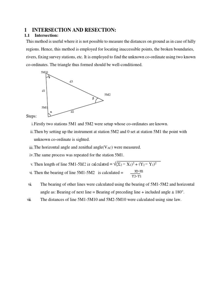 Intersection and Resection in Surveying | PDF | Angle | Sine