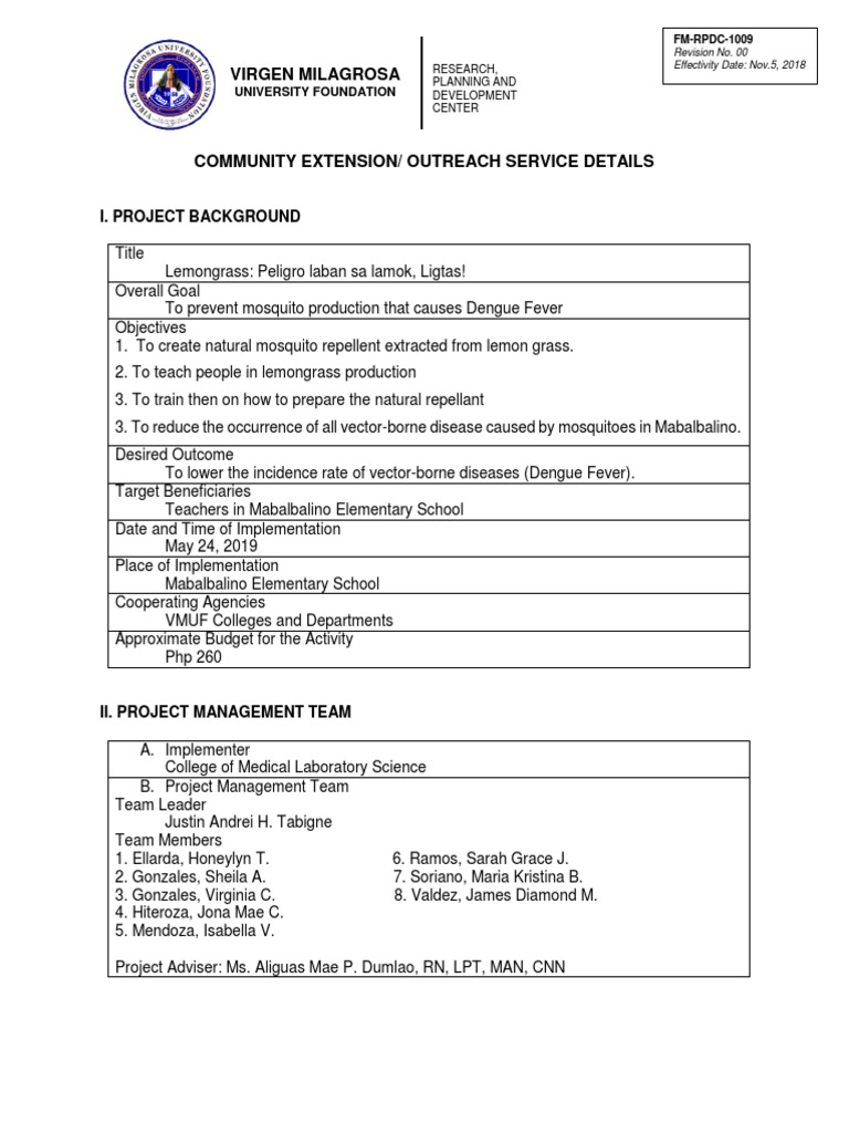 Community Extension (Lemongrass) | PDF | Wellness | Medical