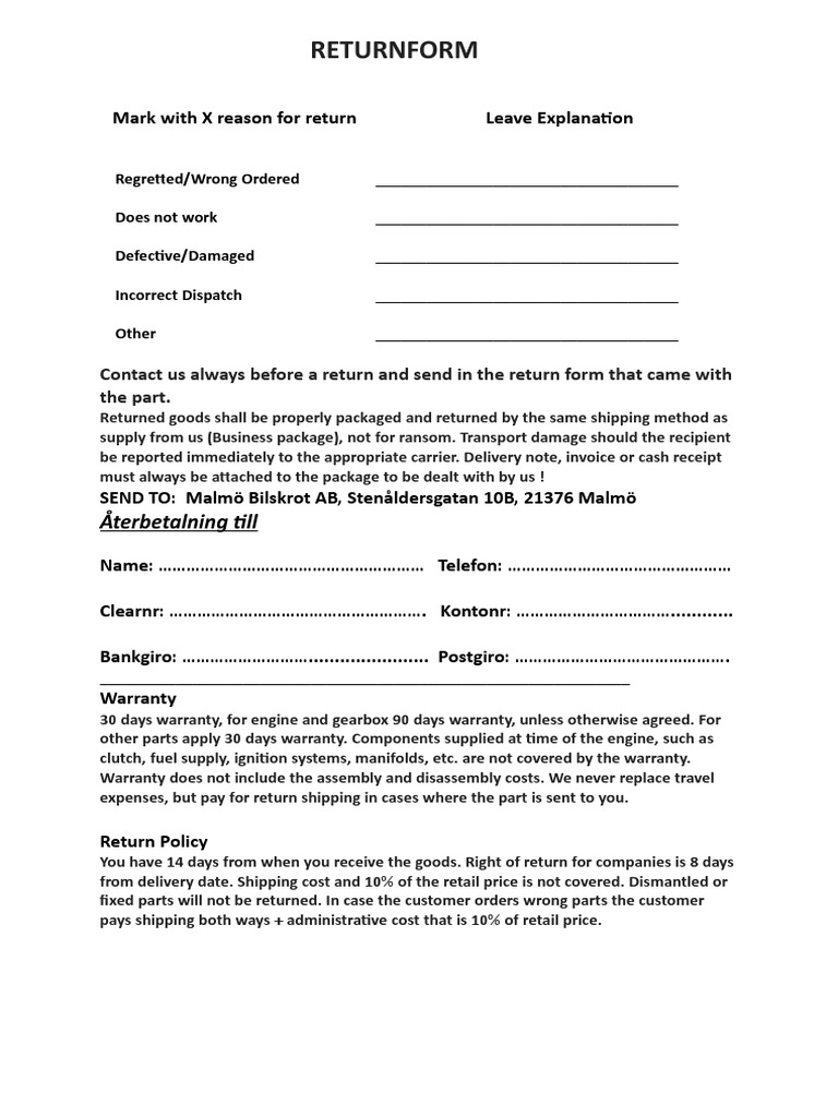 Return Policy & Warranty Guide | PDF
