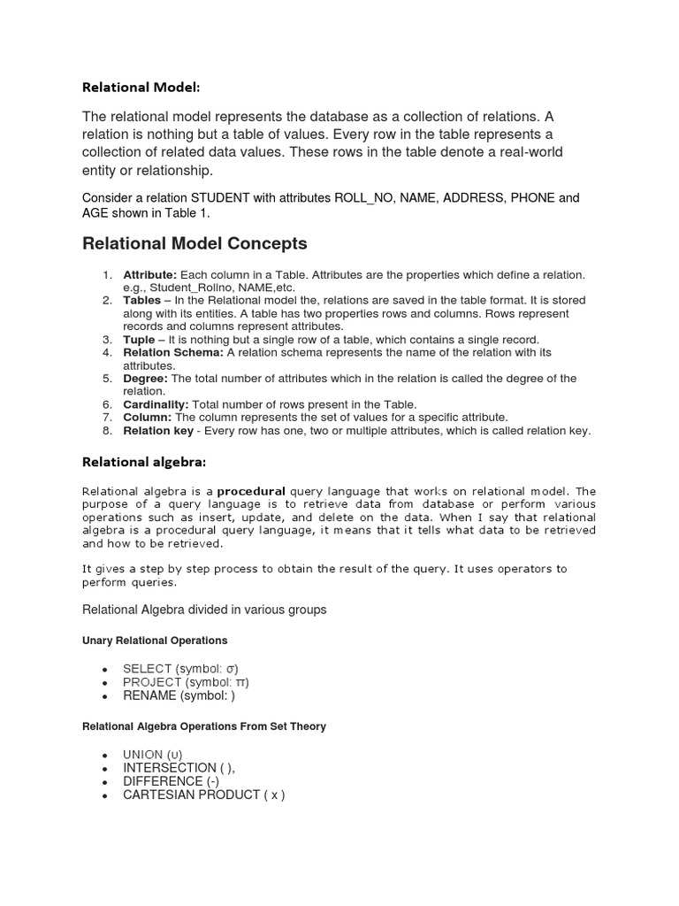 Relational Algebra | PDF | Relational Database | Relational Model