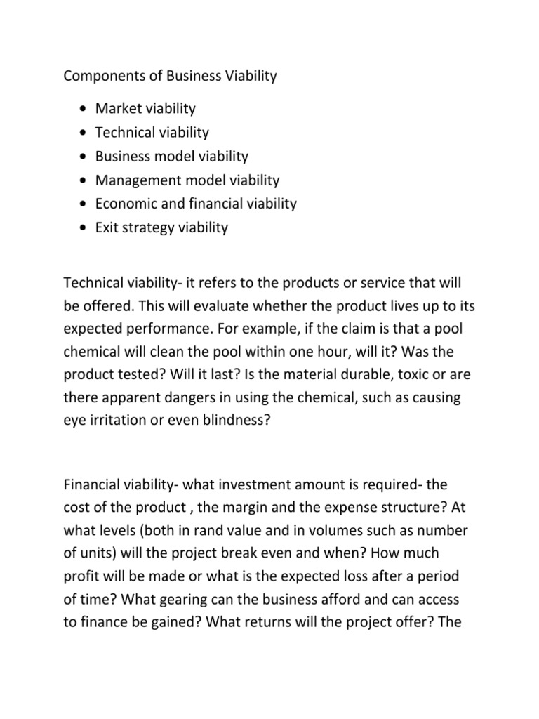 Business Viability Components Explained | PDF | Strategic Management ...
