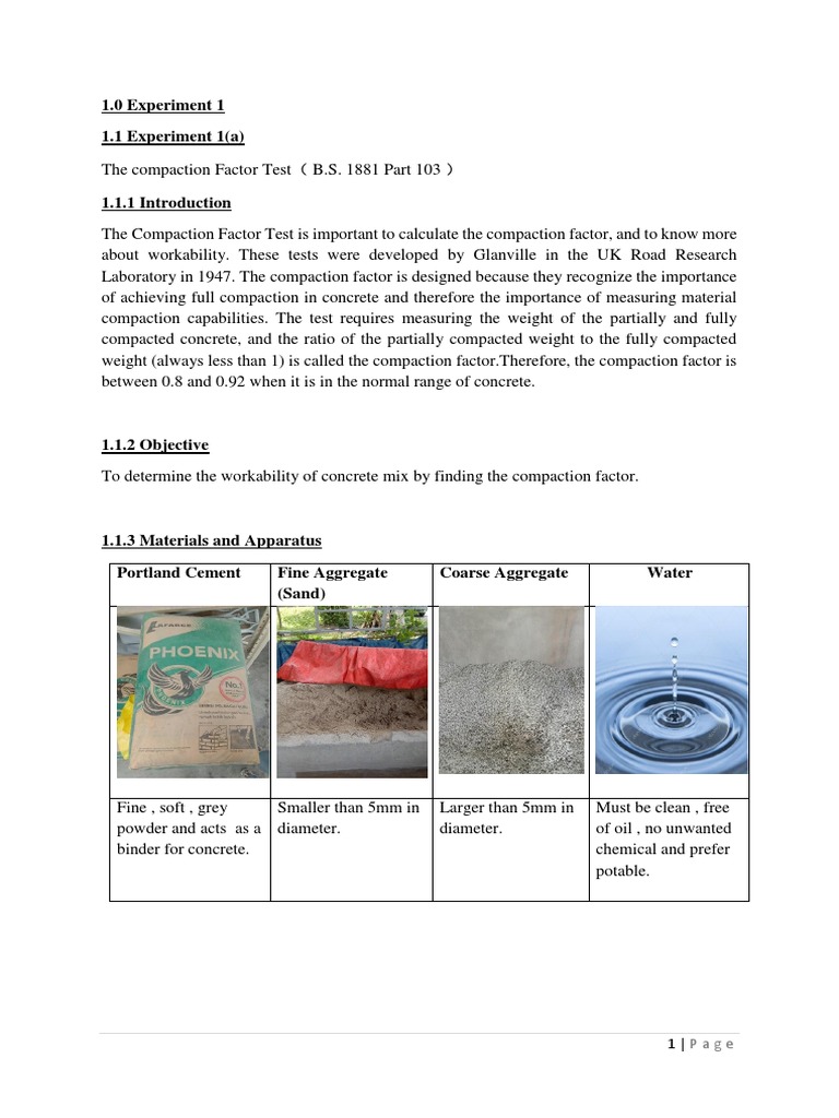 Compaction Factor Experiment | PDF | Concrete | Materials