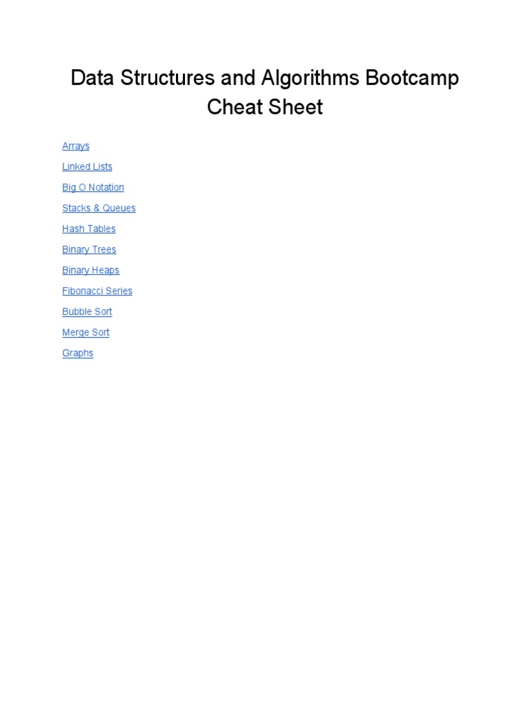 Data Structures Cheat Sheet | PDF