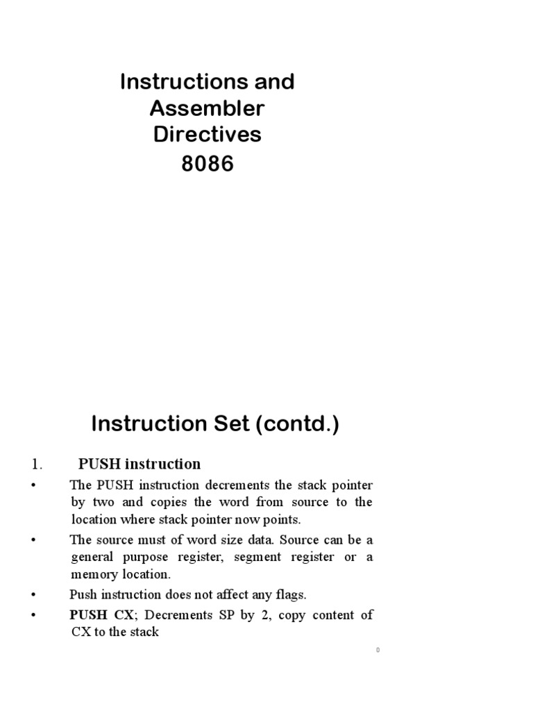 Instructions Assembler Directivesppt PDF Assembly Language