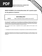 0610 BIOLOGY: MARK SCHEME For The October/November 2011 Question Paper For The Guidance of Teachers