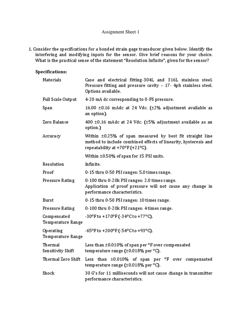 Assignments Week1 26072019 | PDF | Sensor | Analog To Digital Converter