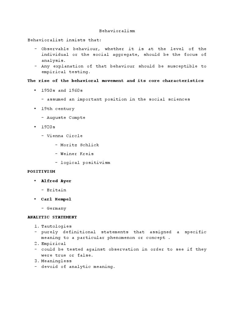 The Rise of The Behavioral Movement and Its Core Characteristics | PDF ...