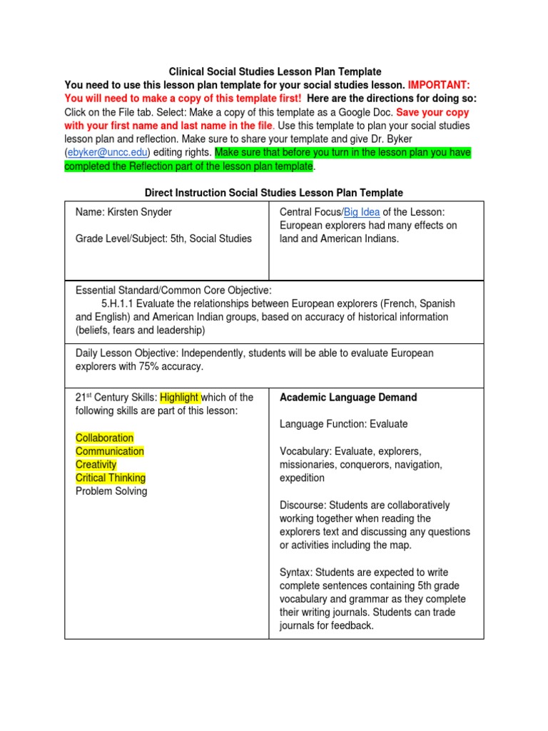 Ss Lesson Plan PDF Textbook Lesson Plan