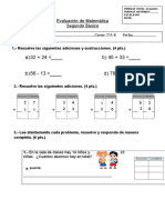 cartaEv de Matemática 2° básico SUMAS y restas