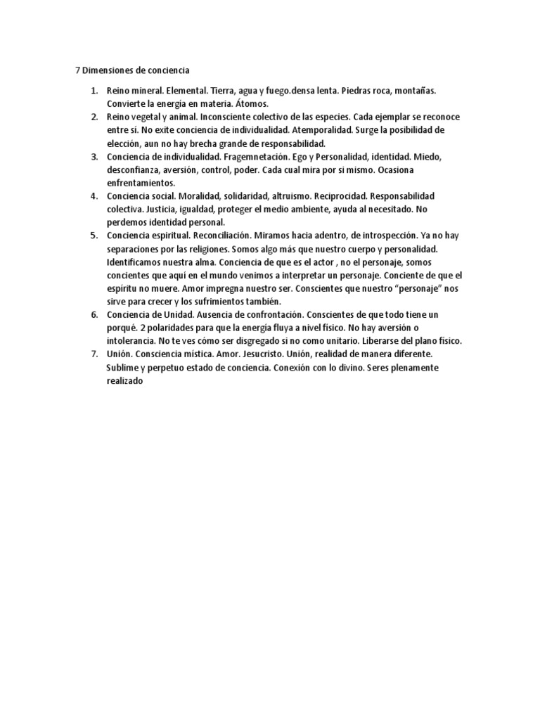 7 Dimensiones de Conciencia Espiritual | PDF | Ciencias sociales ...