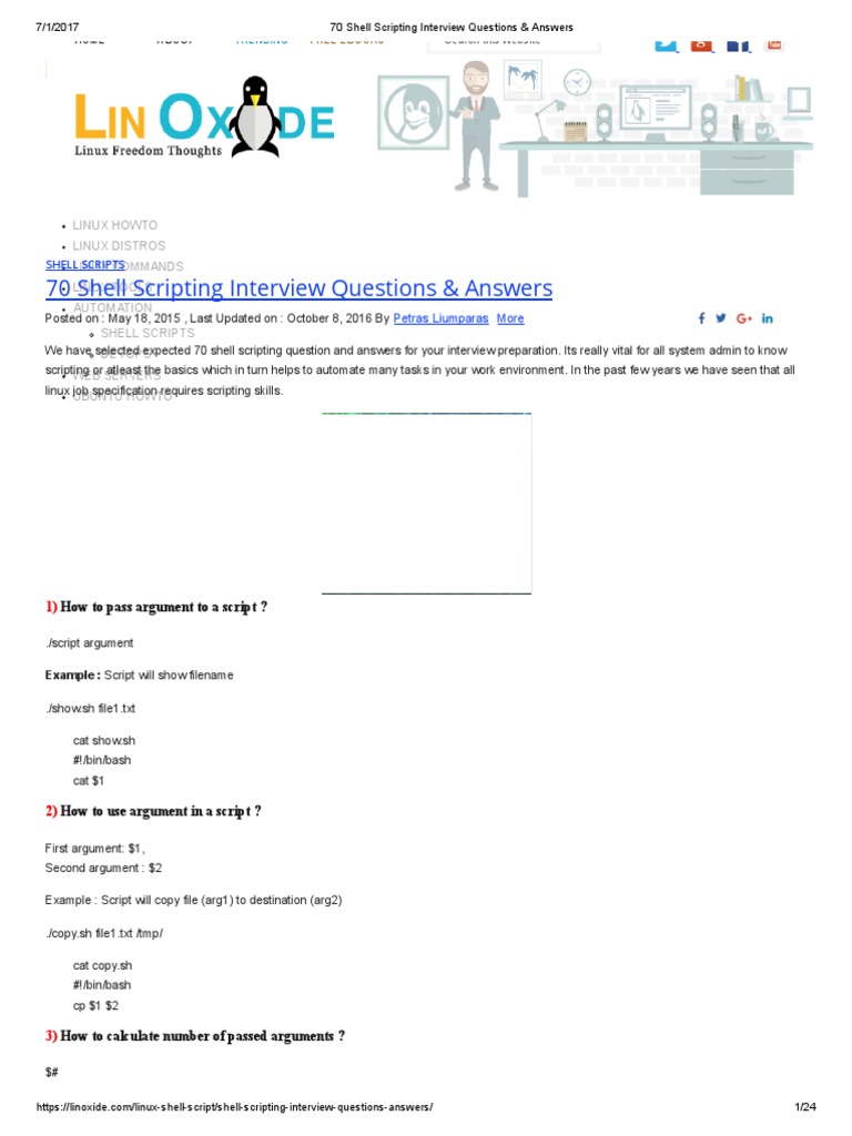 70 Shell Scripting Interview Questions & Answers | PDF | Command Line ...