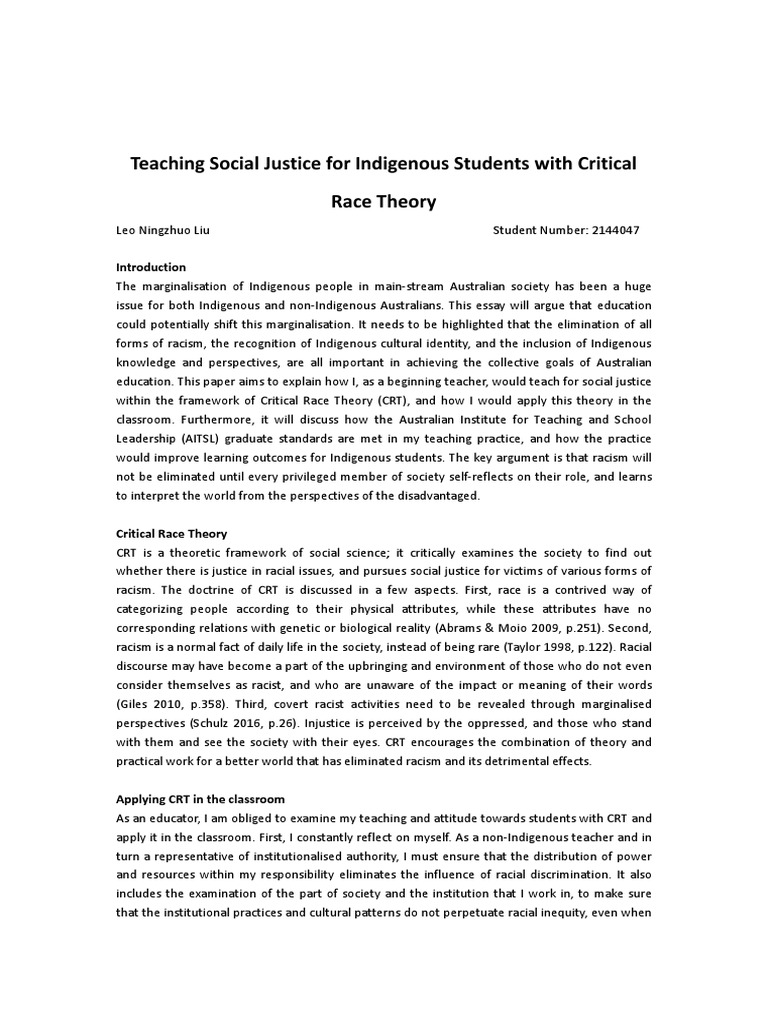 Teaching Social Justice via Critical Race Theory | PDF | Critical Race ...