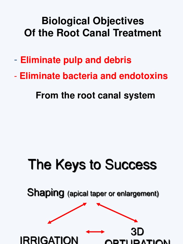 Biological Objectives of The Root Canal Treatment Eliminate Pulp and