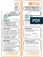 Grammar Practice Reference Card Present Simple and Present Continuous