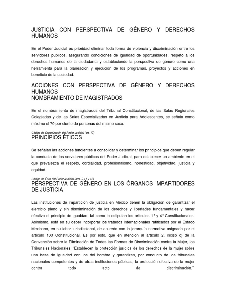Justicia Con Perspectiva de Género y Derechos Humanos | PDF | Igualdad ...