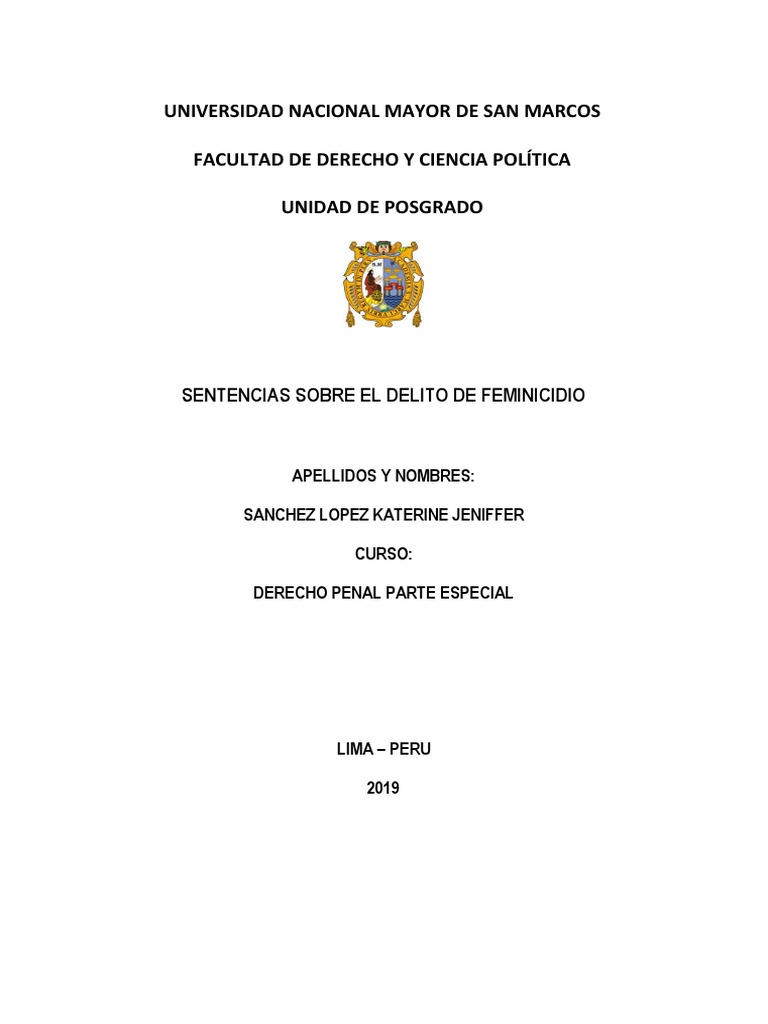 Sentencias sobre Feminicidio en Perú | PDF | Derecho penal | Justicia