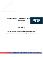 Memoria Técnica y Descriptiva de Instalación Eléctrica PTM