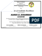Certificate of Academic Excellence: Karen D. Dinamman