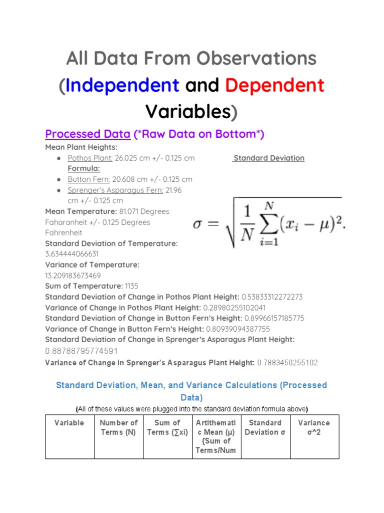 Plant Growth Data Analysis | PDF | Standard Deviation | Variance