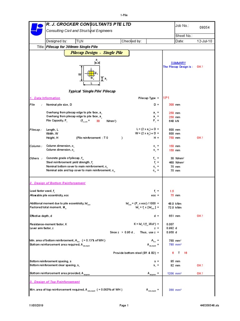 Pilecap Design EC2 (1) (Autosaved) (Strut and Tie Method) | PDF | Deep ...