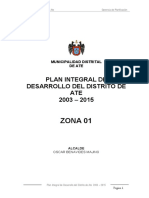 Plan Integral de Desarrollo Zona 01 Ate 2003-2015